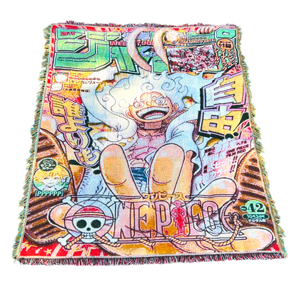 Front view of a pirate-themed tapestry featuring a bold design with adventurous vibes, perfect for anime fans and nautical decor lovers.